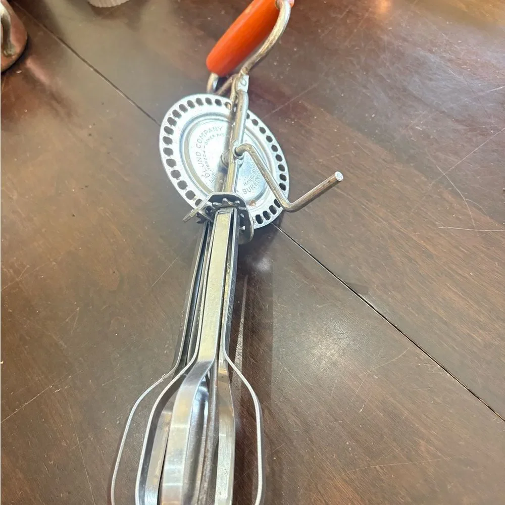 Vintage Hand Crank Egg Beater - Red Wood Handle
